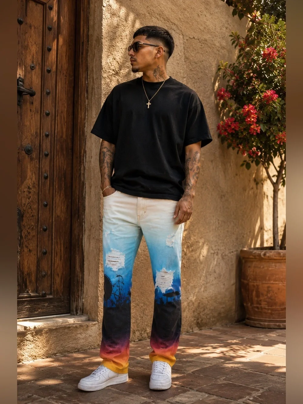 True Religion Sunset Fade Distressed Skinny Jeans Y2K Streetwear 40W